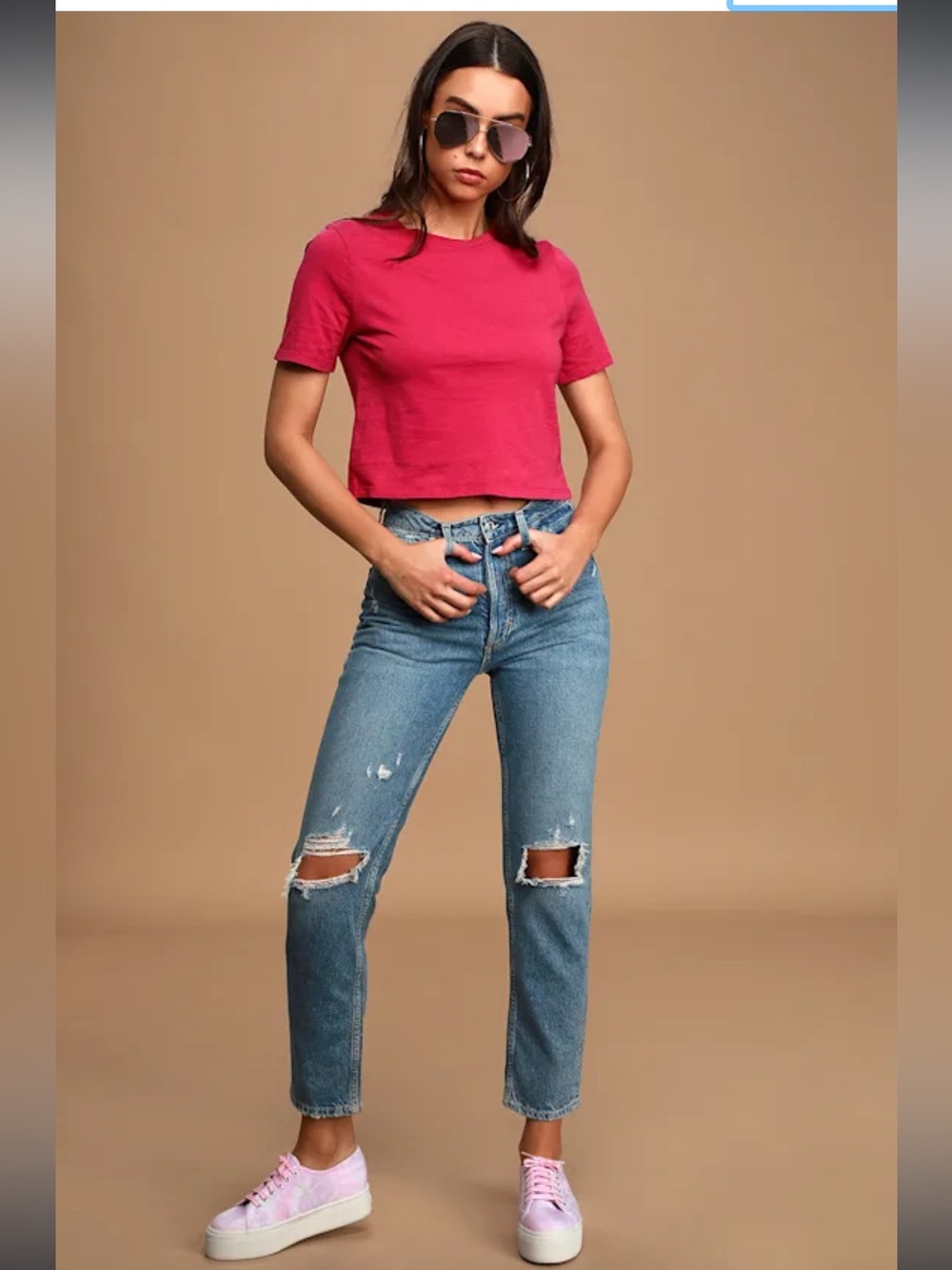 We The Free People "Fast Times" High Rise Distressed Mom Jeans - 26/2